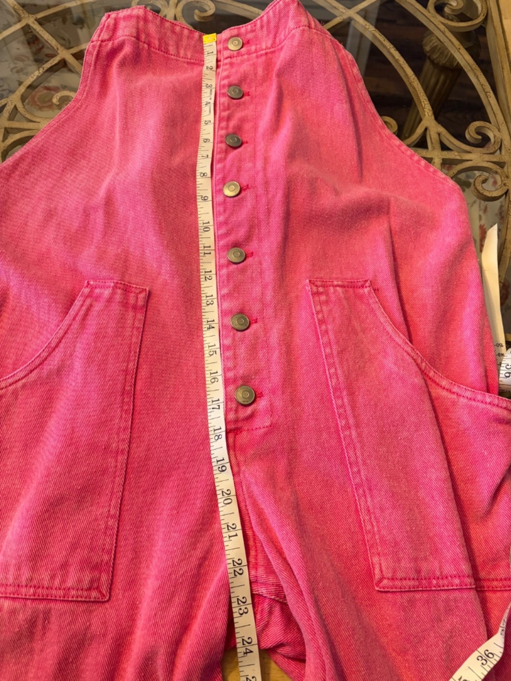 Peach Love California Pink Denim Wide Leg Overalls Size Large - Picture 6 of 7